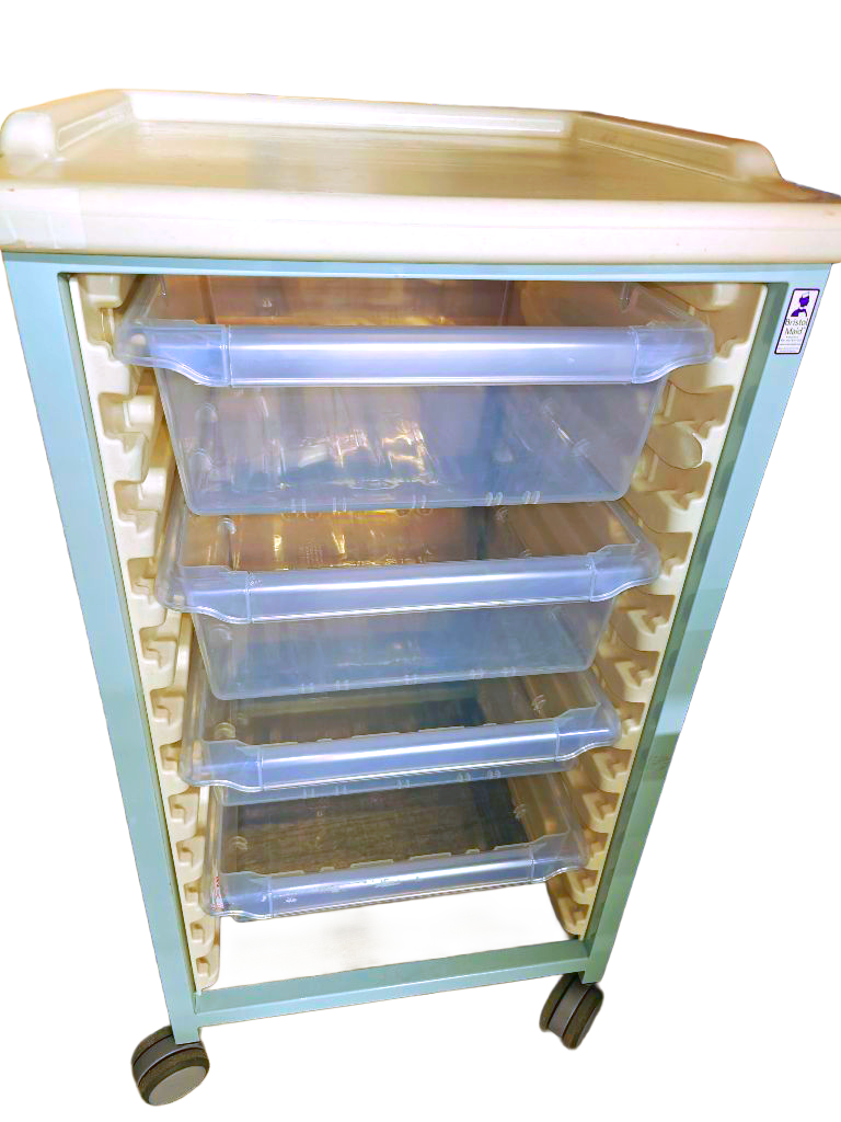 Tray Trolley - Standard Level - Single Column (Mild Steel) - 3 Small & 2 Deep Drawers - CLEARANCE DUE TO DAMAGE AND MISSING DRAW - 