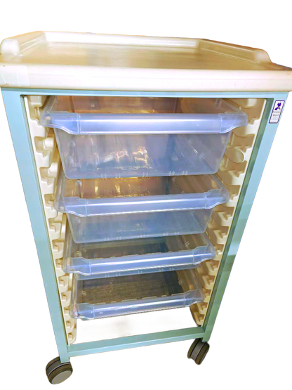 Tray Trolley - Standard Level - Single Column (Mild Steel) - 3 Small & 2 Deep Drawers - CLEARANCE DUE TO DAMAGE AND MISSING DRAW - 