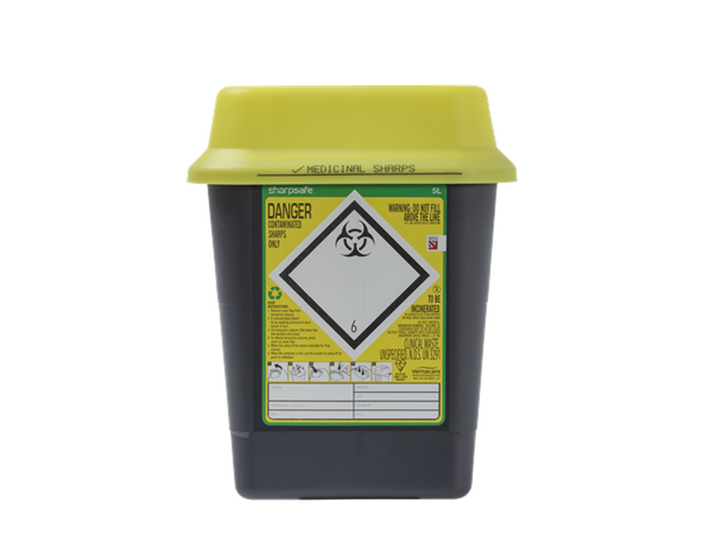 Sharpsafe® 5L Recycled Container with Yellow Lid