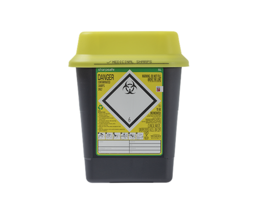 Sharpsafe® 5L Recycled Container with Yellow Lid - 