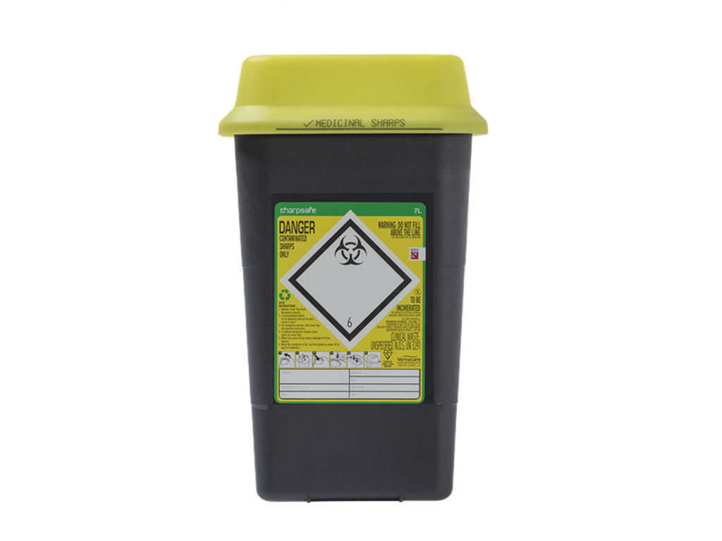 Sharpsafe® 7L Recycled Container with Yellow Lid