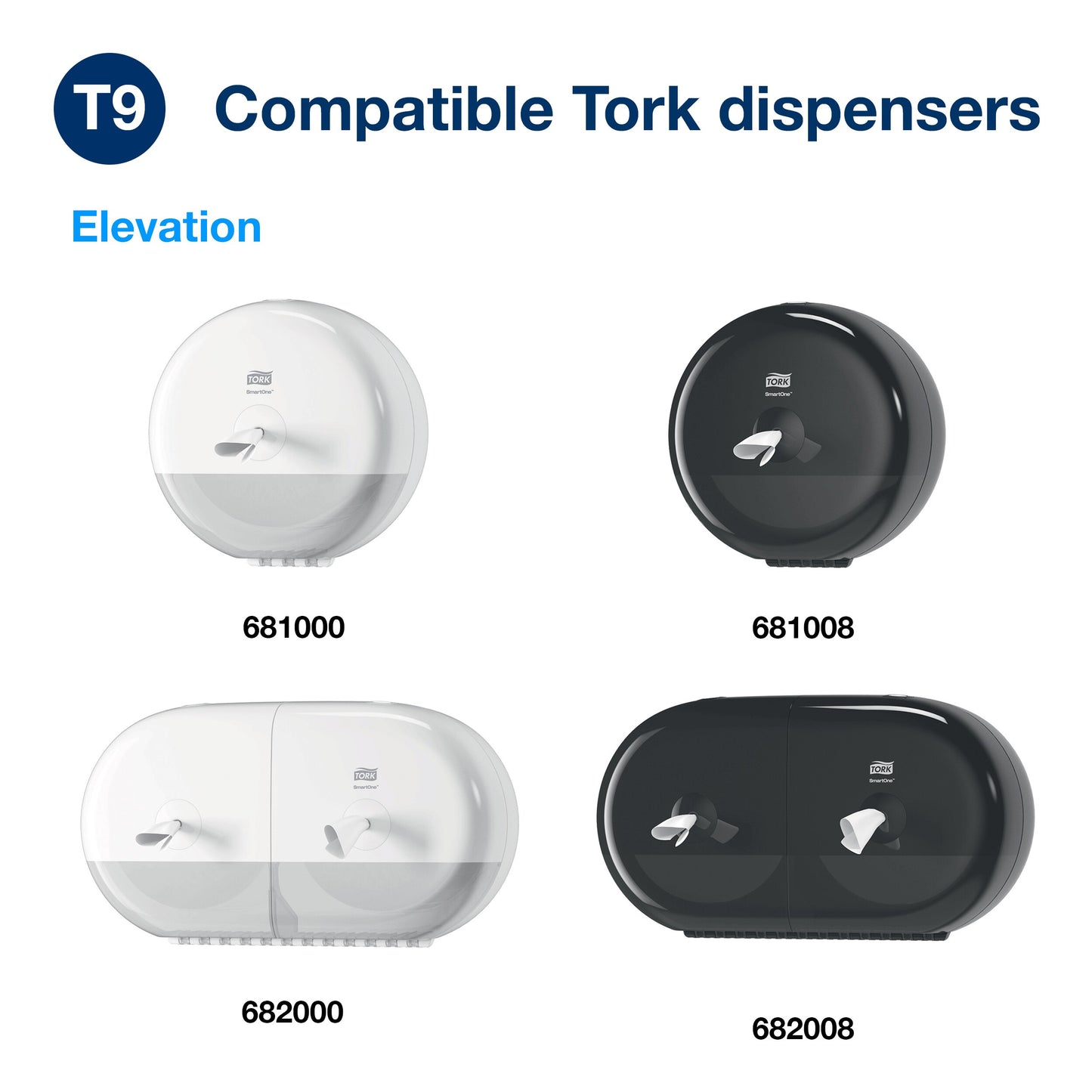 Tork SmartOne Mini Toilet Roll Advanced 2Ply - 472193 -  Case of 12 Rolls x 620 Sheets - 