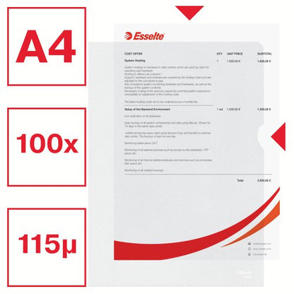 Esselte Embossed Folders A4 Clear (Pack of 100)