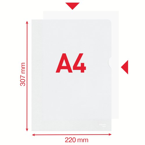 Esselte Embossed Folders A4 Clear (Pack of 100)
