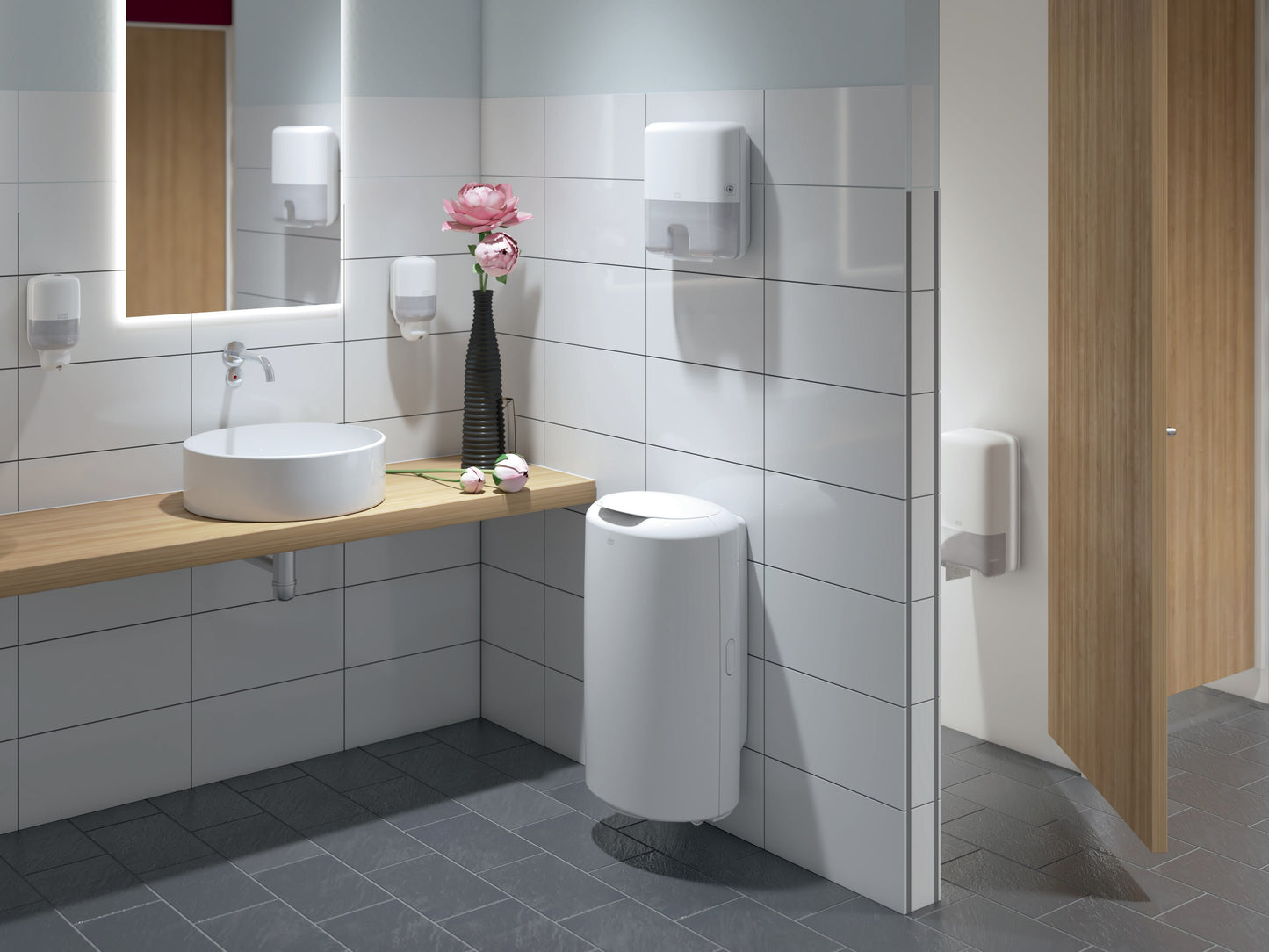 Tork Twin Mid-size Toilet Paper Roll Dispenser White T6 - 
