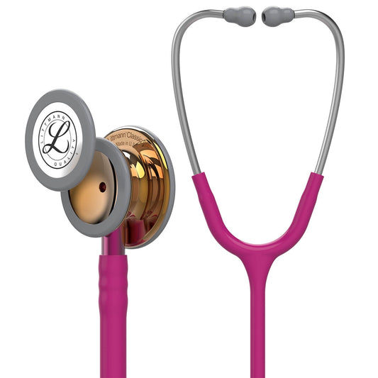 Littmann Classic III Monitoring Stethoscope: High Polish Copper & Raspberry - 5647 - Over Engraved - Littmann Stethoscopes