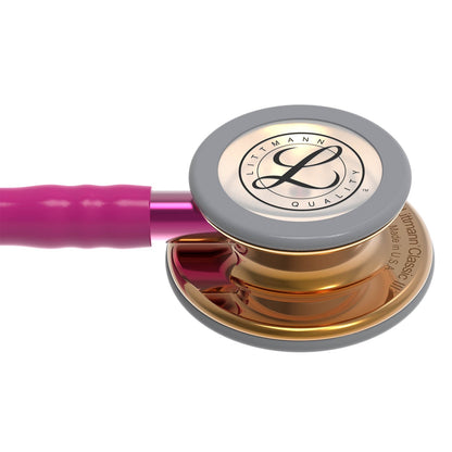 Littmann Classic III Monitoring Stethoscope: High Polish Copper & Raspberry - 5647 - Over Engraved - Littmann Stethoscopes