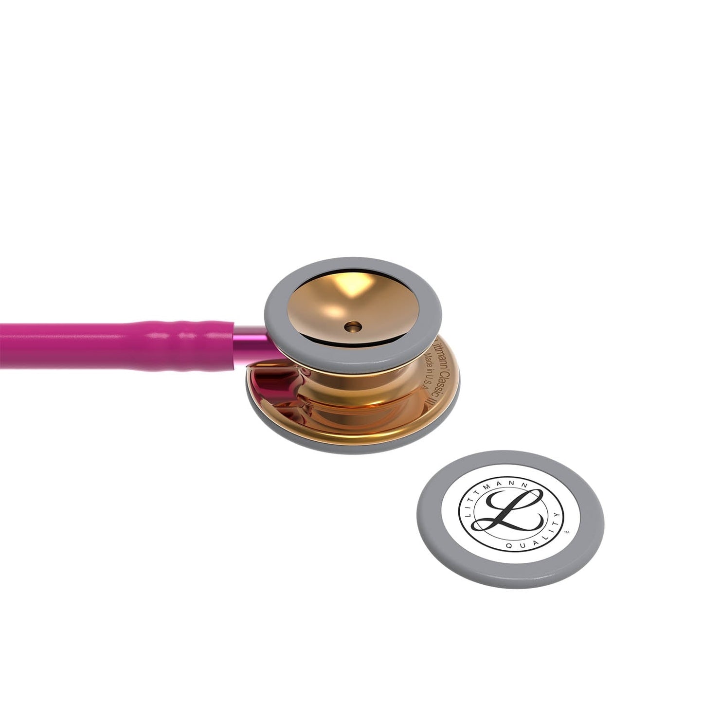 Littmann Classic III Monitoring Stethoscope: High Polish Copper & Raspberry - 5647 - Over Engraved - Littmann Stethoscopes