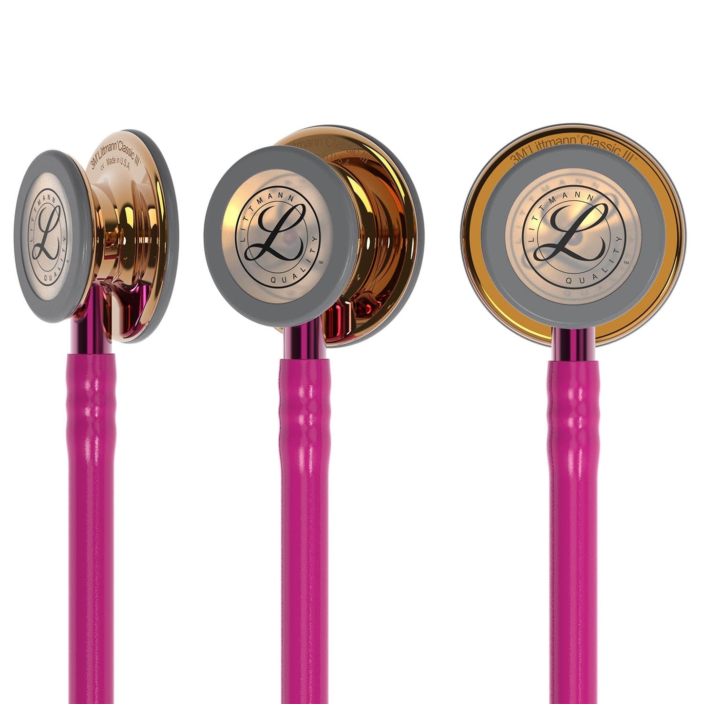 Littmann Classic III Monitoring Stethoscope: High Polish Copper & Raspberry - 5647 - Over Engraved - Littmann Stethoscopes