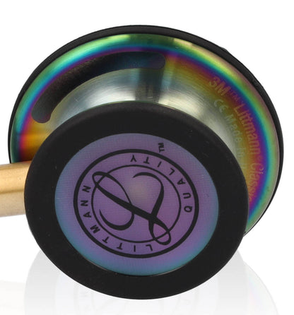Littmann Cardiology IV Diagnostic Stethoscope: Black & Rainbow 6165 - Over Engraved - Littmann Stethoscopes