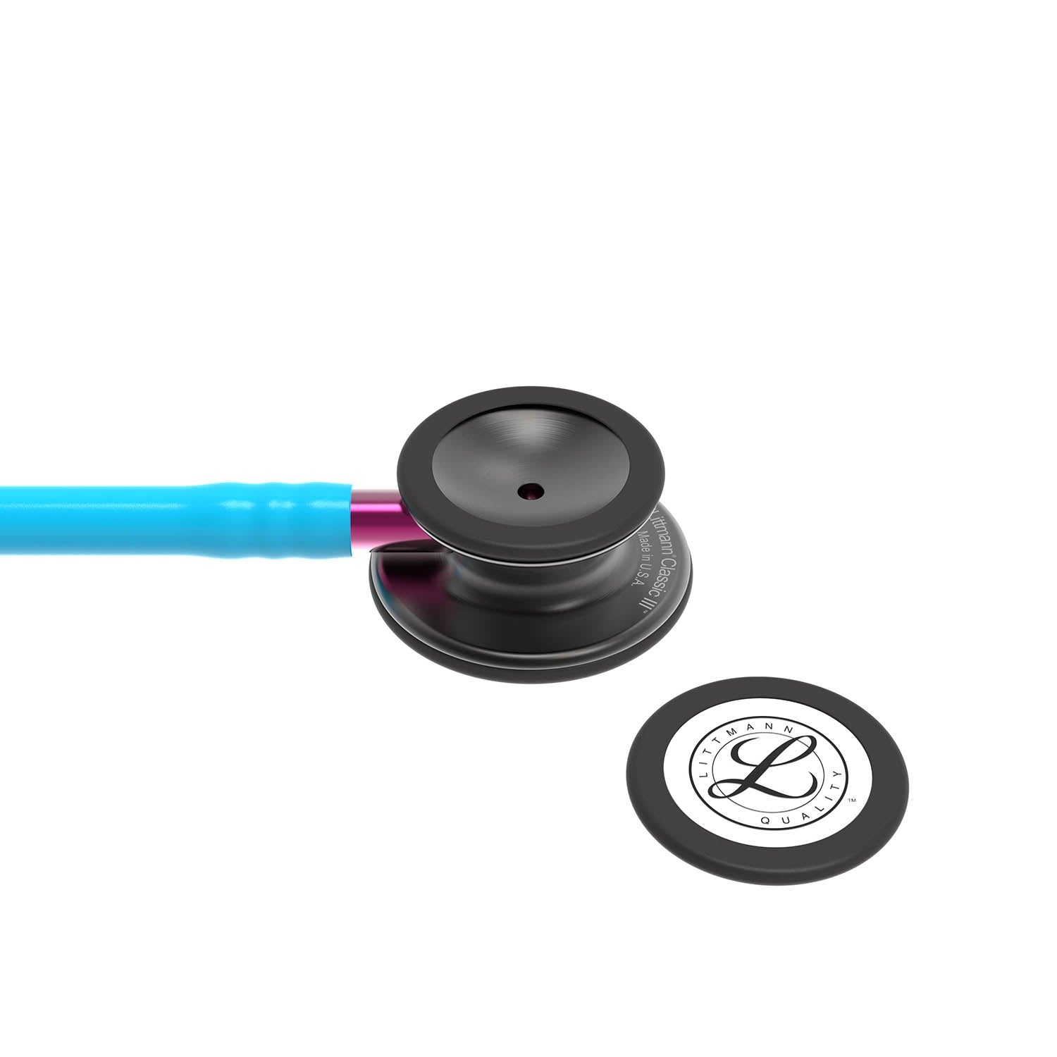 Littmann Classic III Monitoring Stethoscope: Smoke & Turquoise - Pink Stem 5872 - Freshers Voucher - Littmann Stethoscopes