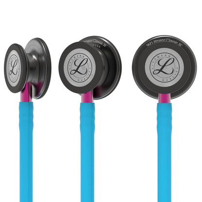 Littmann Classic III Monitoring Stethoscope: Smoke & Turquoise - Pink Stem 5872 - Freshers Voucher - Littmann Stethoscopes