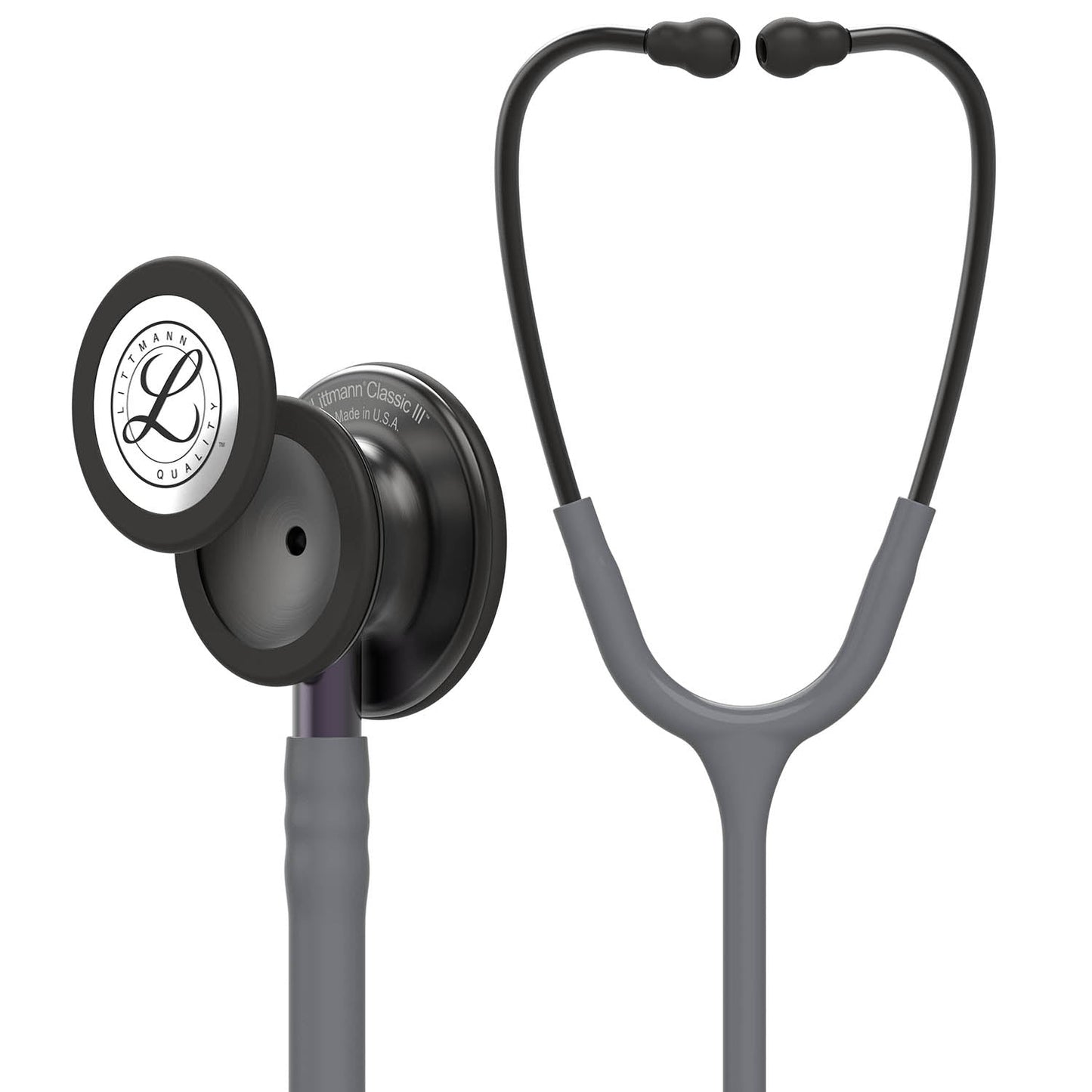 Littmann Classic III Monitoring Stethoscope: Smoke & Gray - Violet Stem 5873 - Over Engraved - Littmann Stethoscopes