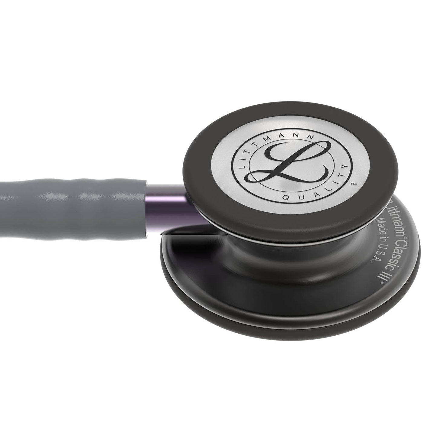 Littmann Classic III Monitoring Stethoscope: Smoke & Gray - Violet Stem 5873 - Over Engraved - Littmann Stethoscopes