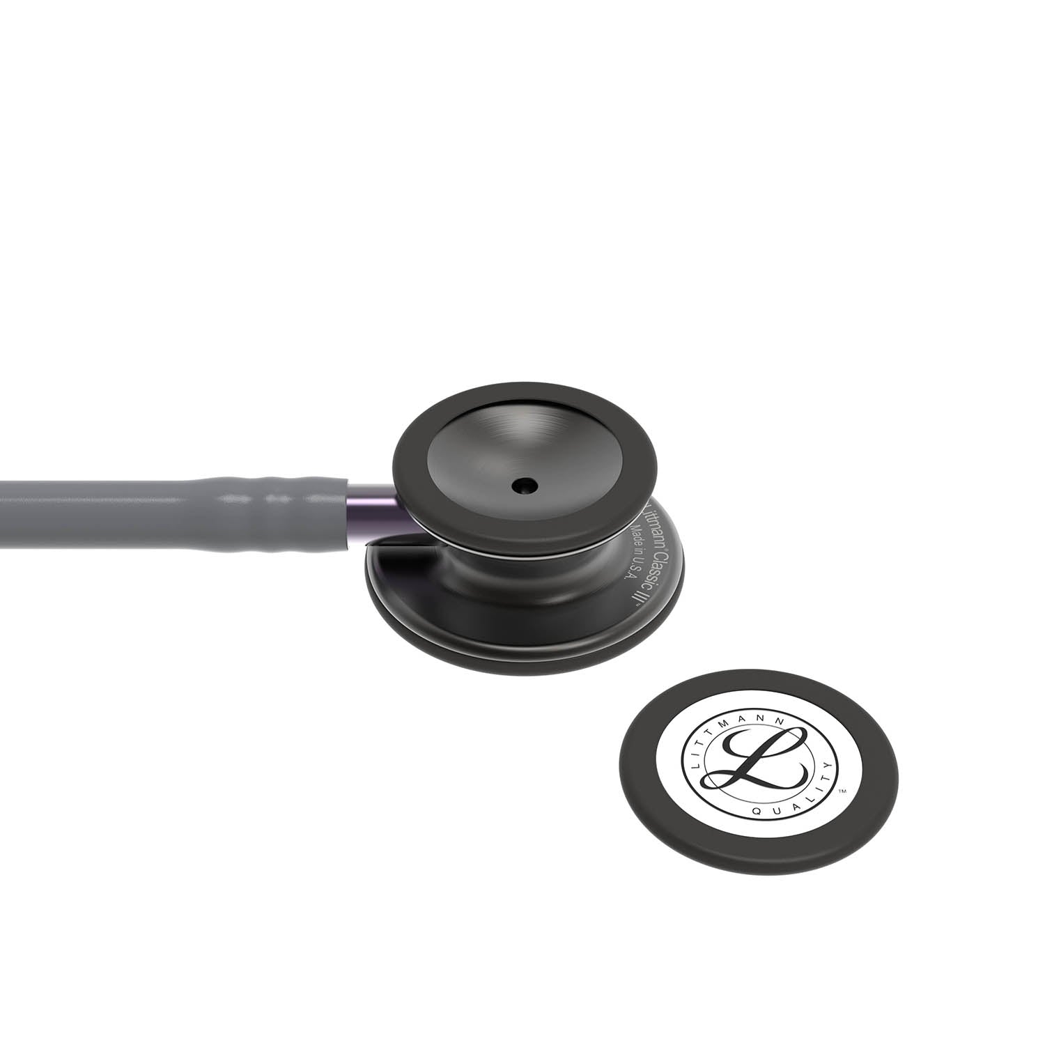 Littmann Classic III Monitoring Stethoscope: Smoke & Gray - Violet Stem 5873 - Over Engraved - Littmann Stethoscopes