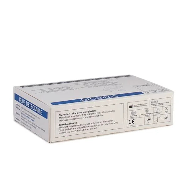 Sterochef Blue Metal Detectable Plaster Fingertip - 7.2cm x 4.2cm - Pack of 50
