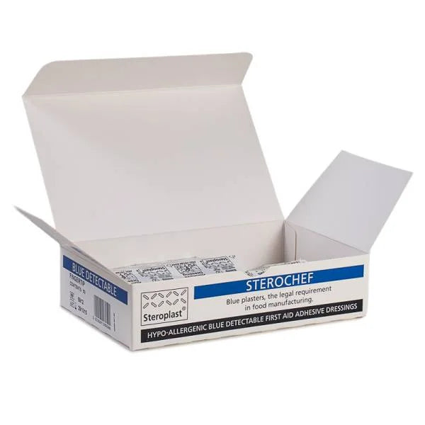 Sterochef Blue Metal Detectable Plaster Fingertip - 7.2cm x 4.2cm - Pack of 50