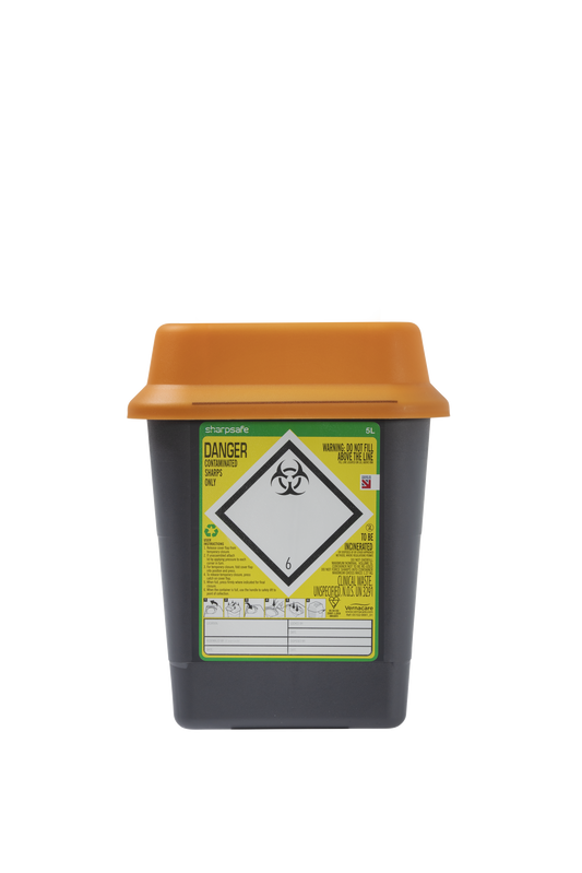 Sharpsafe® 5L Recycled Container with Orange Lid