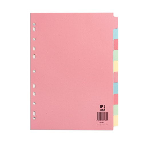 Q-Connect 10-Part Subject Divider Multi-Punched A4 - 