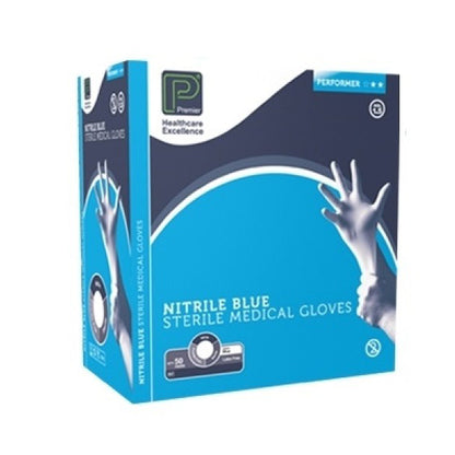 Blue Sterile Nitrile Gloves - XL - Box of 50 - 