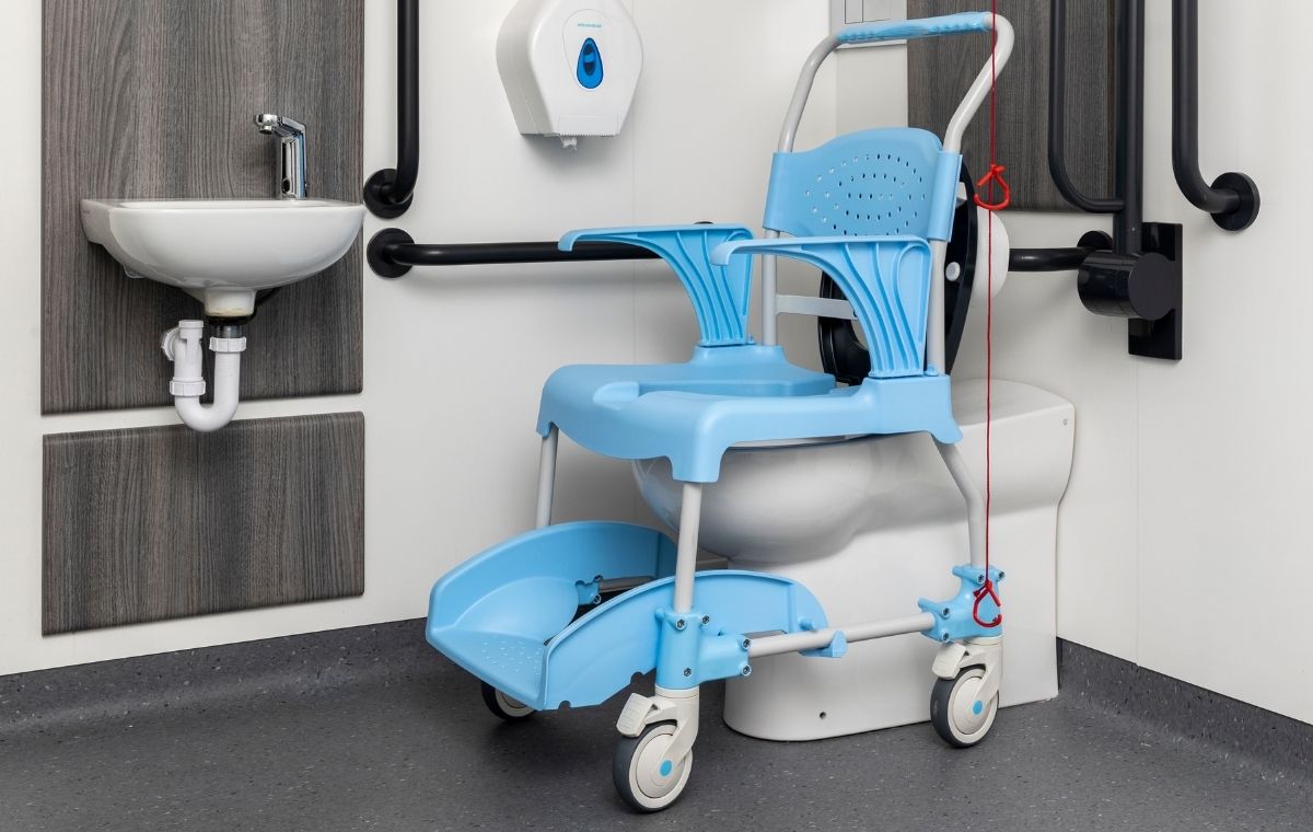 Alerta Aqua Shower Commode Chair, Self Propelled, 4 Braked Wheels - 