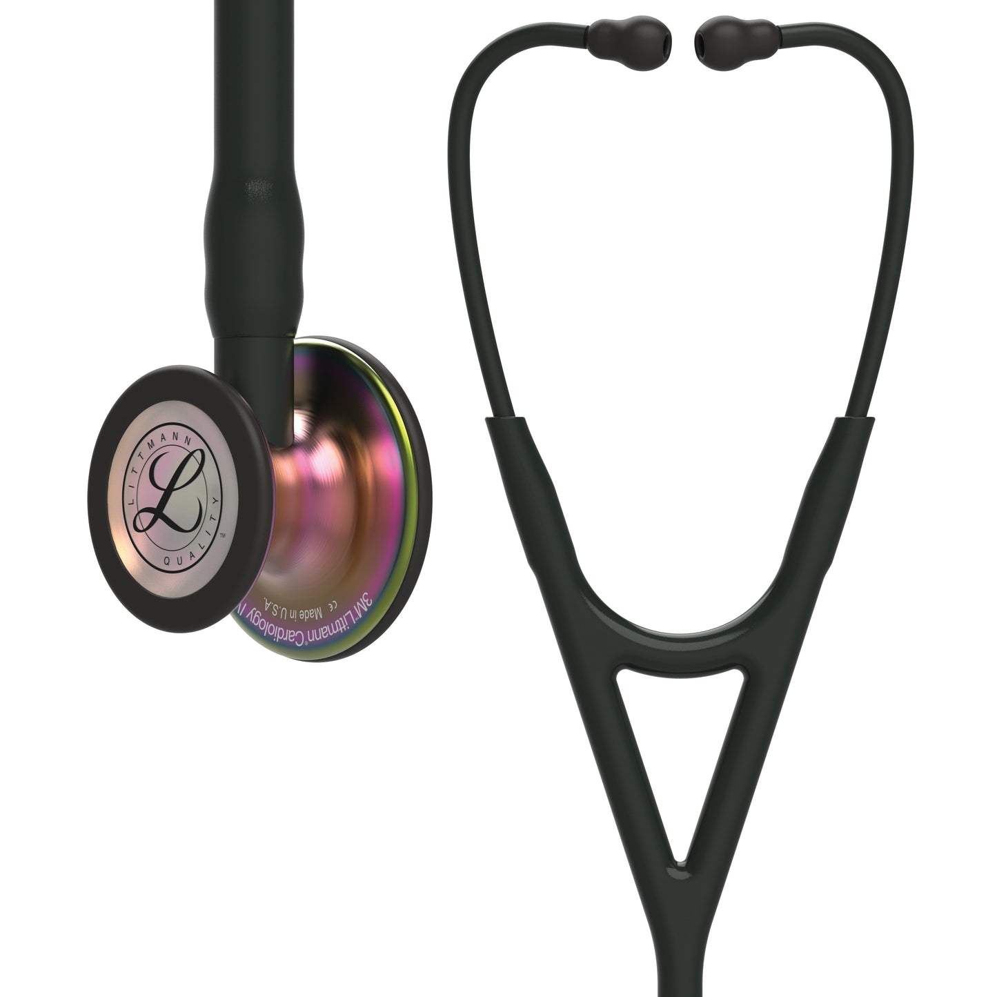 Littmann Cardiology IV Diagnostic Stethoscope: Black & Rainbow 6165 - Over Engraved - Littmann Stethoscopes