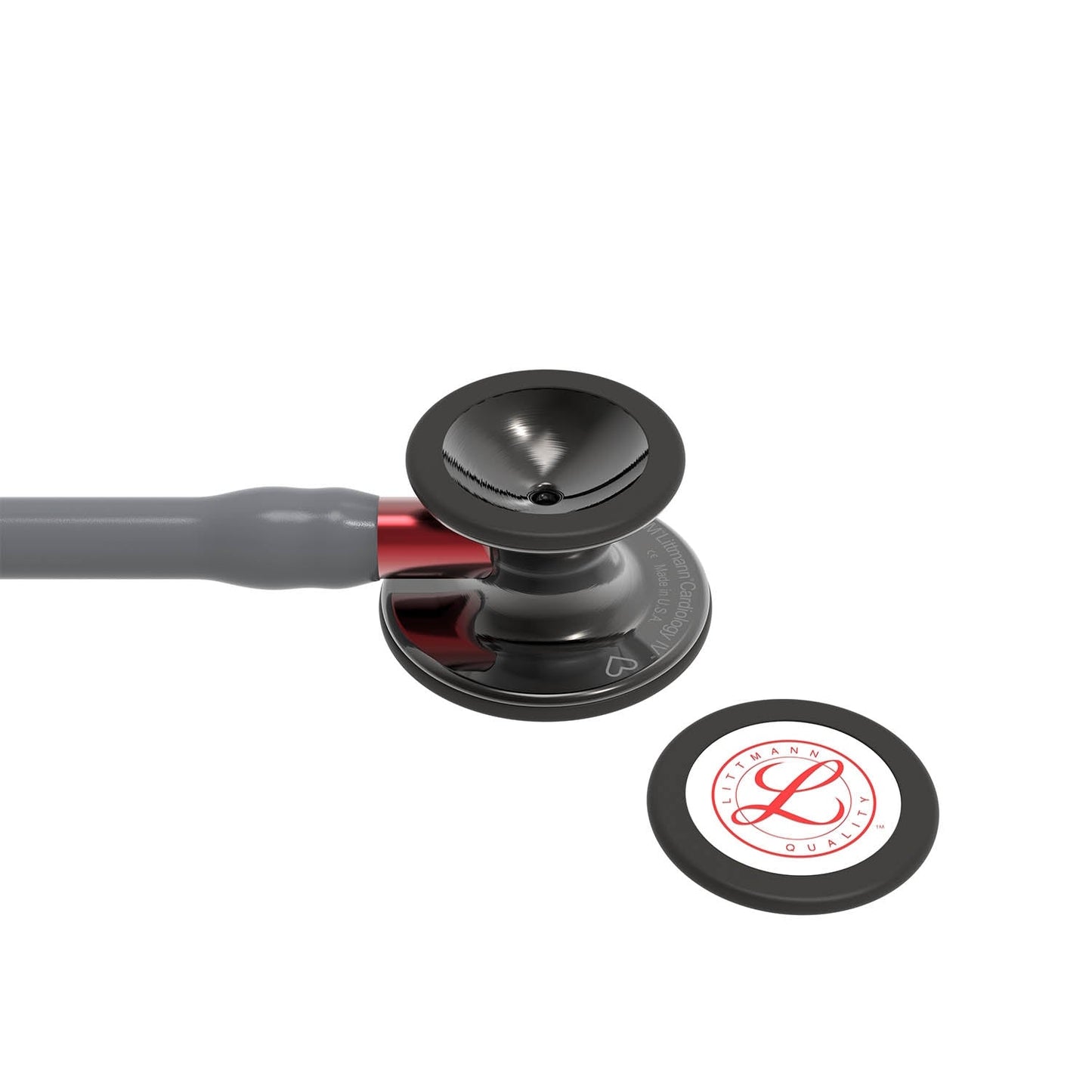 Littmann Cardiology IV Diagnostic Stethoscope: Grey & Smoke - Red Stem - Limited Edition 6183 - Non Engraved - Littmann Stethoscopes
