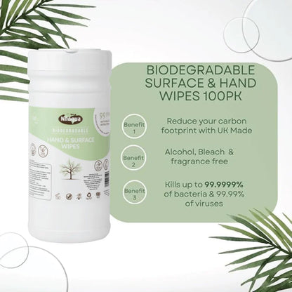 Nilaqua Biodegradable Hand & Surface Wipes 100pk (Canister) - 