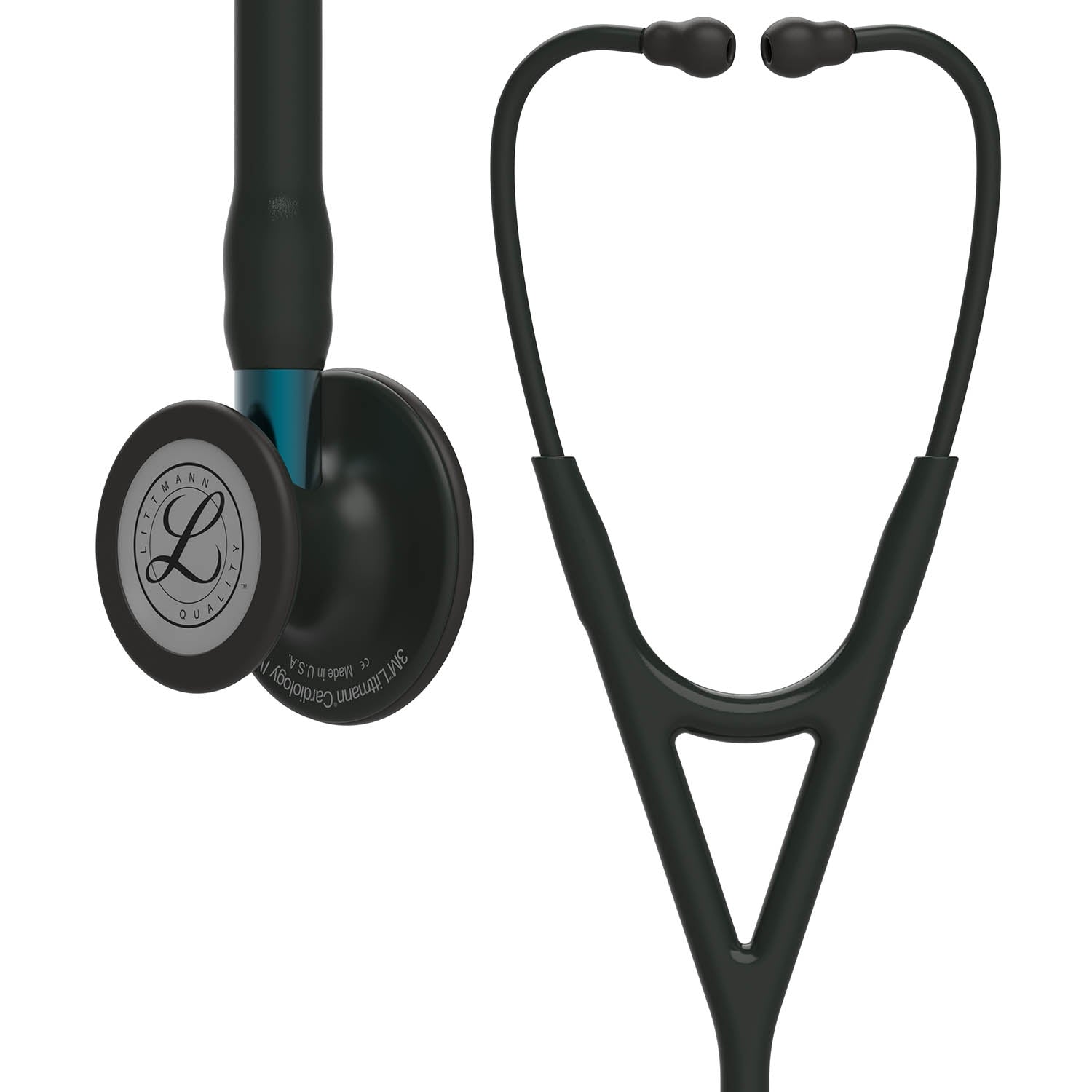 Littmann Cardiology IV Diagnostic Stethoscope: Black & Black - Blue Stem 6201 - Over Engraved - Littmann Stethoscopes