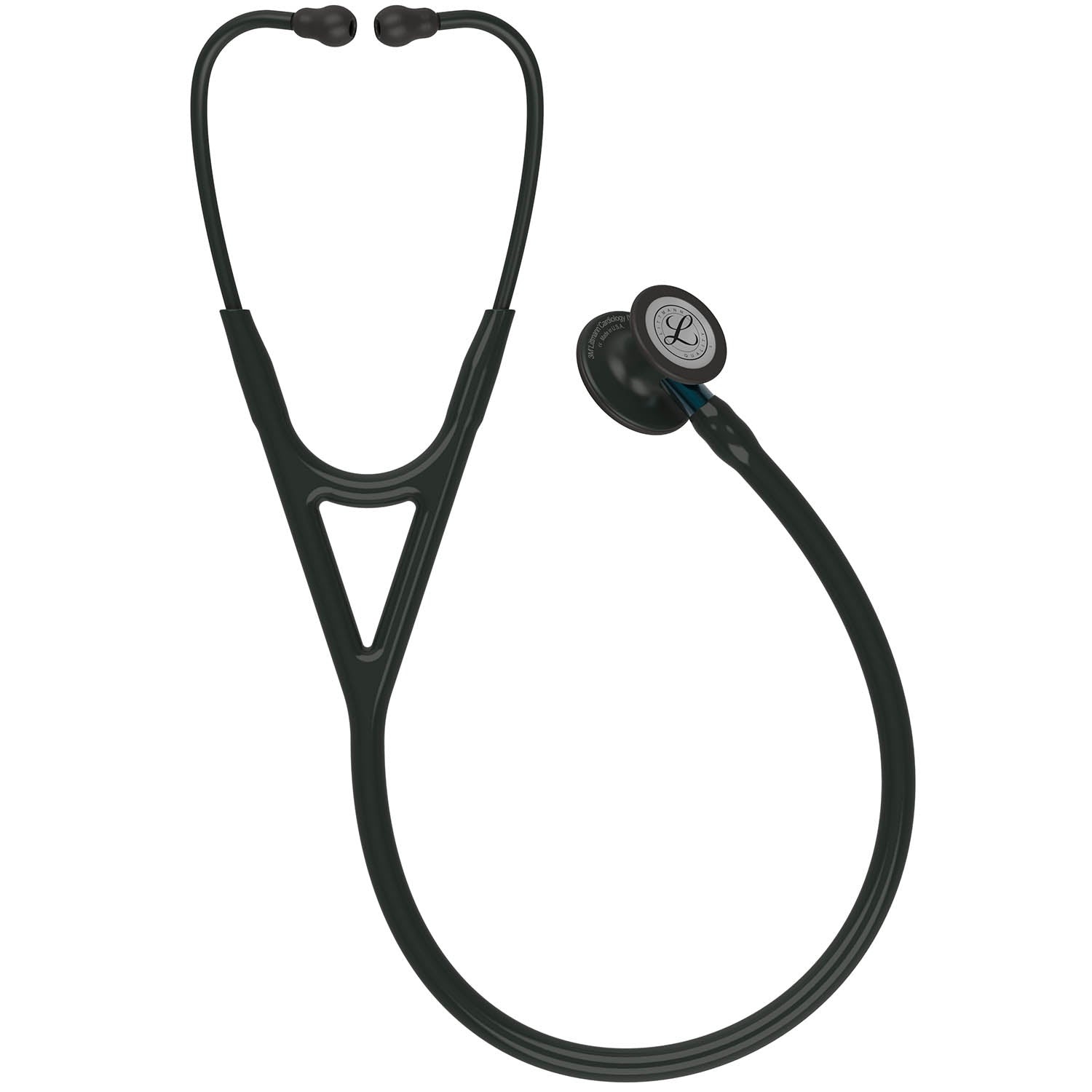 Littmann Cardiology IV Diagnostic Stethoscope: Black & Black - Blue Stem 6201 - Over Engraved - Littmann Stethoscopes