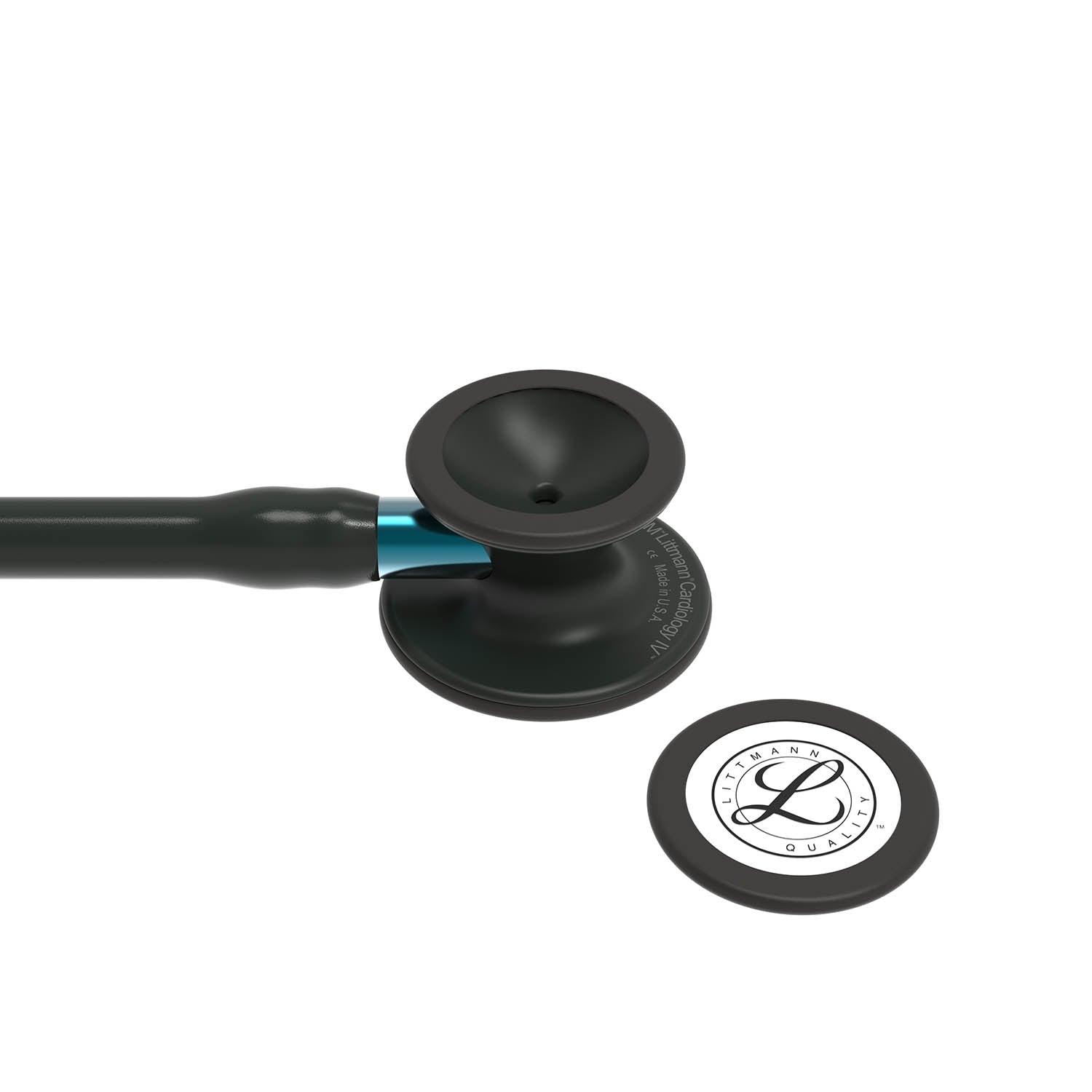 Littmann Cardiology IV Diagnostic Stethoscope: Black & Black - Blue Stem 6201 - Over Engraved - Littmann Stethoscopes