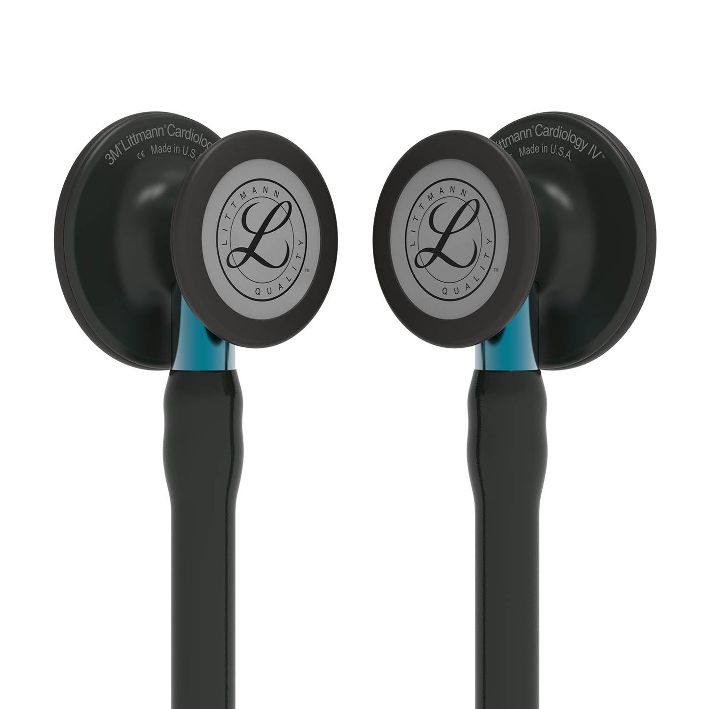 Littmann Cardiology IV Diagnostic Stethoscope: Black & Black - Blue Stem 6201 - Over Engraved - Littmann Stethoscopes
