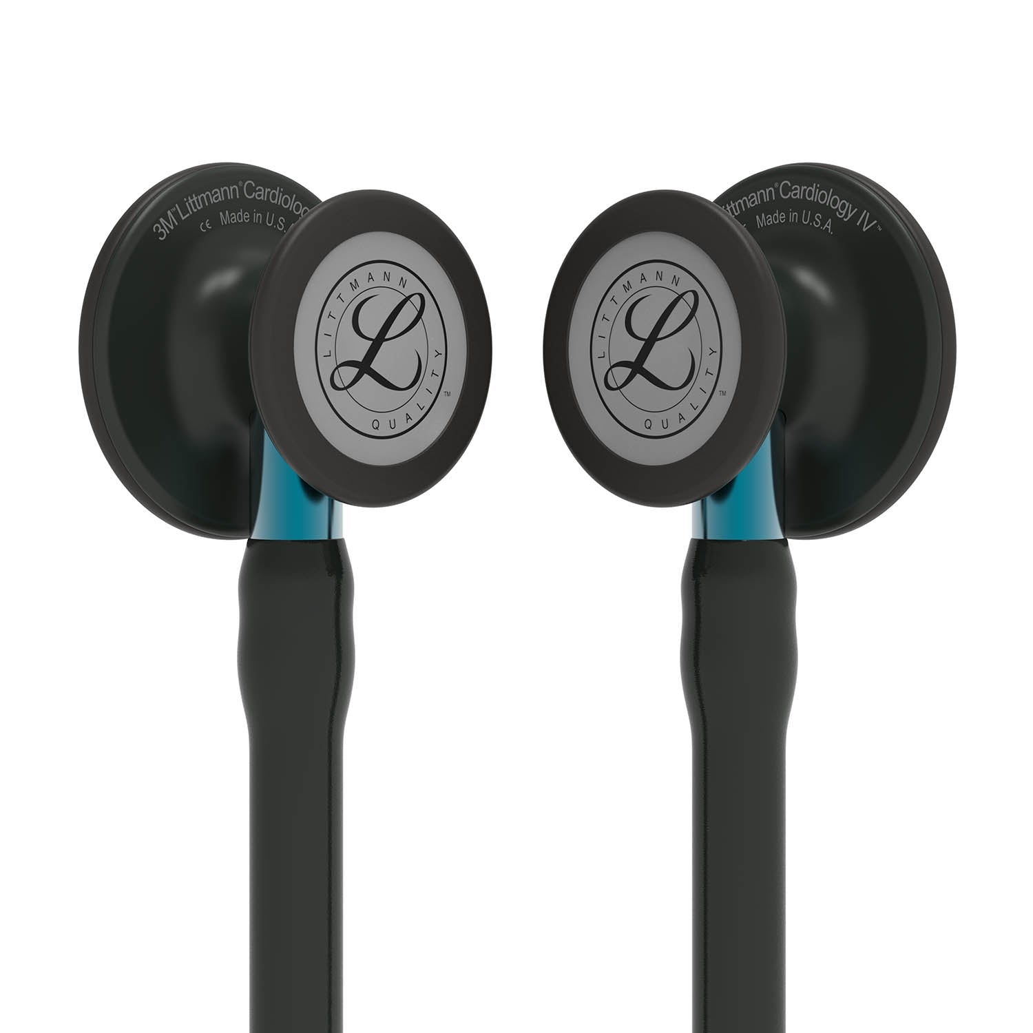 Littmann Cardiology IV Diagnostic Stethoscope: Black & Black - Blue Stem 6201 - Over Engraved - Littmann Stethoscopes