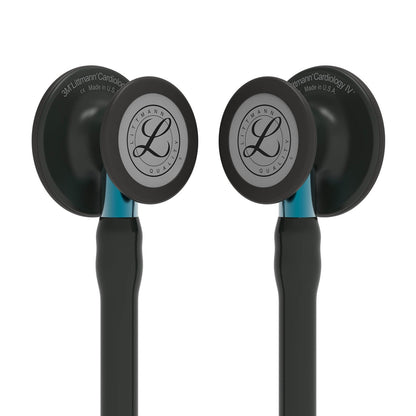Littmann Cardiology IV Diagnostic Stethoscope: Black & Black - Blue Stem 6201 - Over Engraved - Littmann Stethoscopes