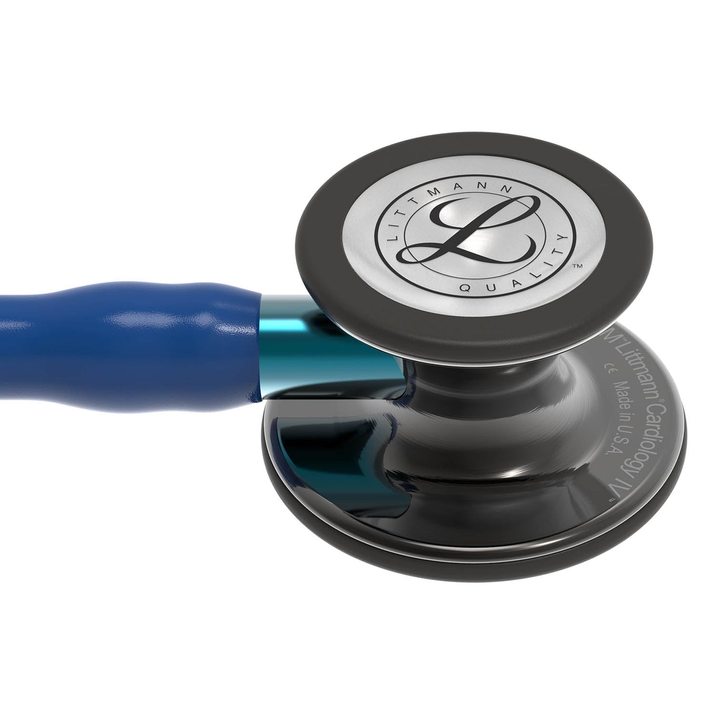 Littmann Cardiology IV Diagnostic Stethoscope: Polished Smoke & Navy - Blue Stem 6202 - Over Engraved - Littmann Stethoscopes