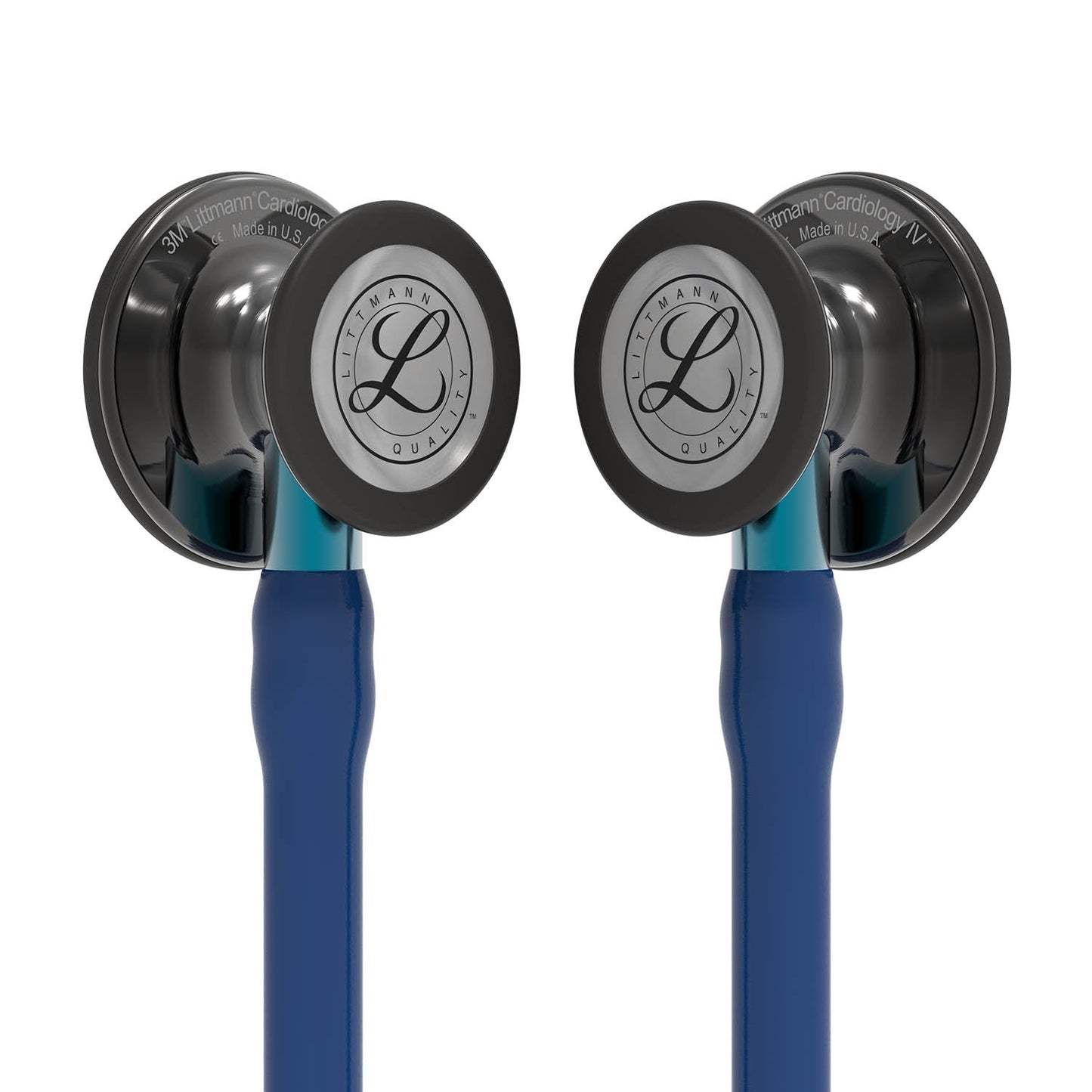 Littmann Cardiology IV Diagnostic Stethoscope: Polished Smoke & Navy - Blue Stem 6202 - Over Engraved - Littmann Stethoscopes