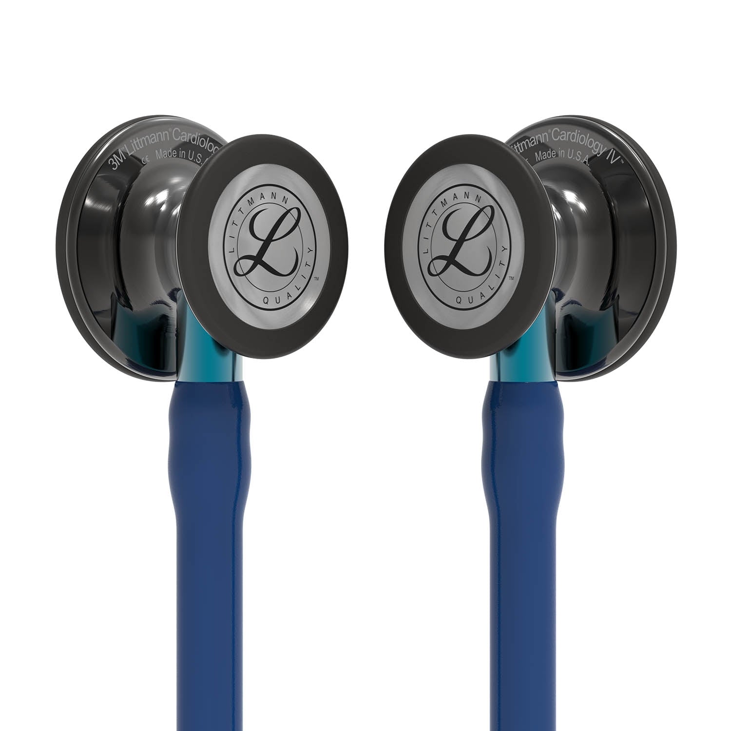 Littmann Cardiology IV Diagnostic Stethoscope: Polished Smoke & Navy - Blue Stem 6202 - Over Engraved - Littmann Stethoscopes