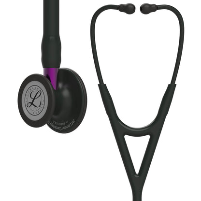 Littmann Cardiology IV Diagnostic Stethoscope: Black & Black - Violet Stem 6203 - Over Engraved - Littmann Stethoscopes