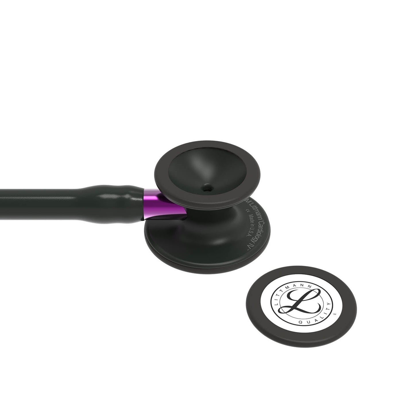 Littmann Cardiology IV Diagnostic Stethoscope: Black & Black - Violet Stem 6203 - Over Engraved - Littmann Stethoscopes