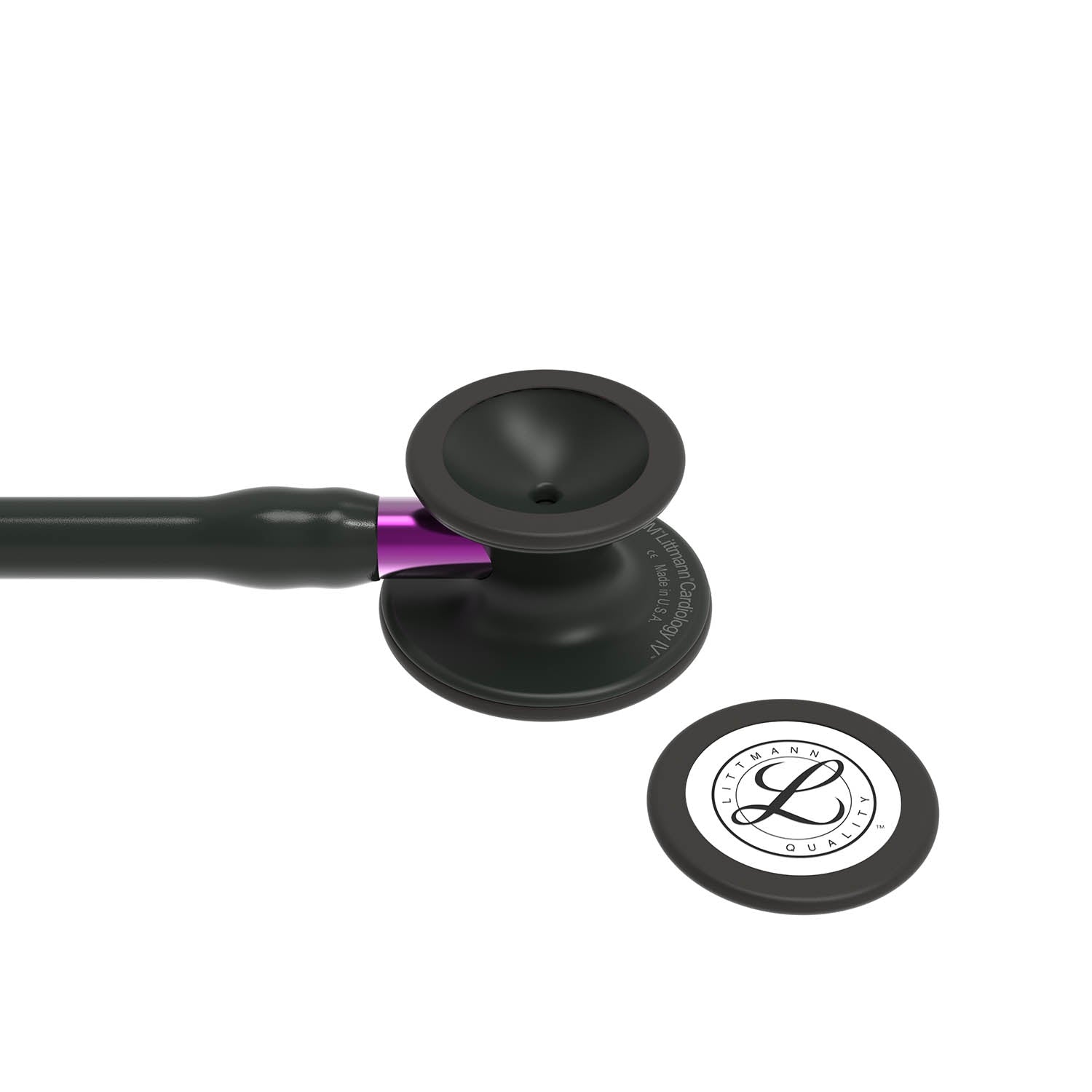 Littmann Cardiology IV Diagnostic Stethoscope: Black & Black - Violet Stem 6203 - Over Engraved - Littmann Stethoscopes