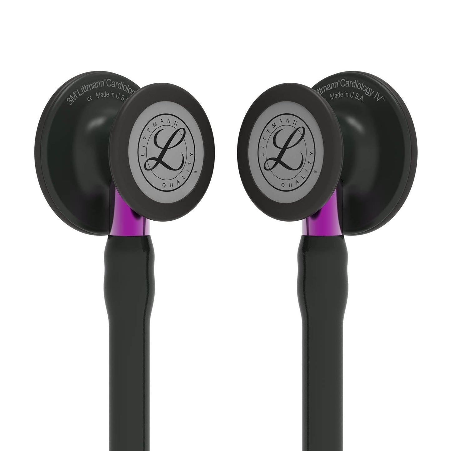 Littmann Cardiology IV Diagnostic Stethoscope: Black & Black - Violet Stem 6203 - Over Engraved - Littmann Stethoscopes