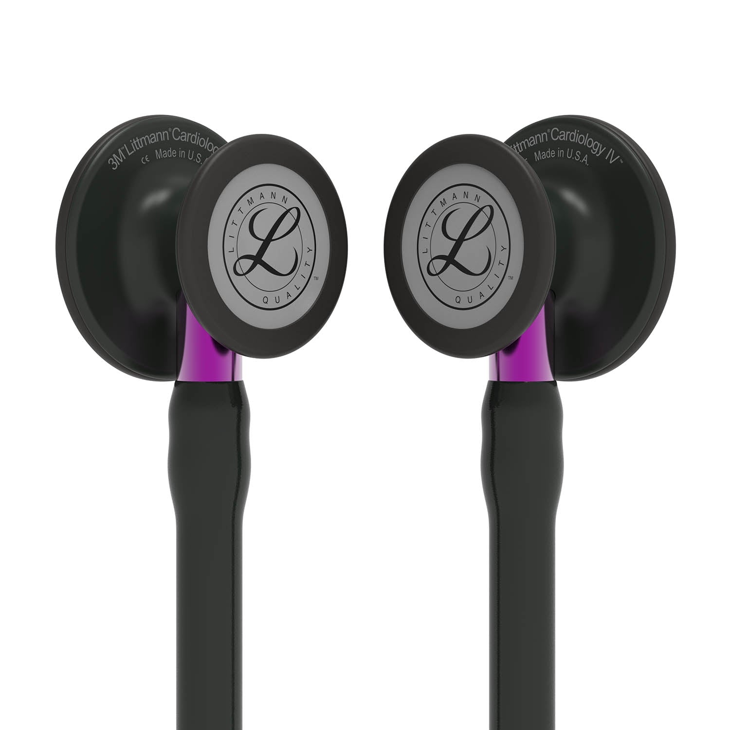Littmann Cardiology IV Diagnostic Stethoscope: Black & Black - Violet Stem 6203 - Over Engraved - Littmann Stethoscopes