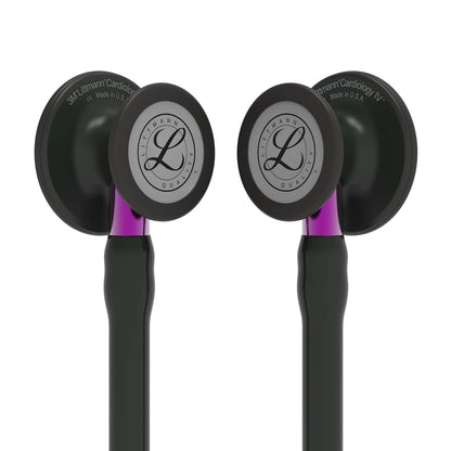 Littmann Cardiology IV Diagnostic Stethoscope: Black & Black - Violet Stem 6203 - Over Engraved - Littmann Stethoscopes