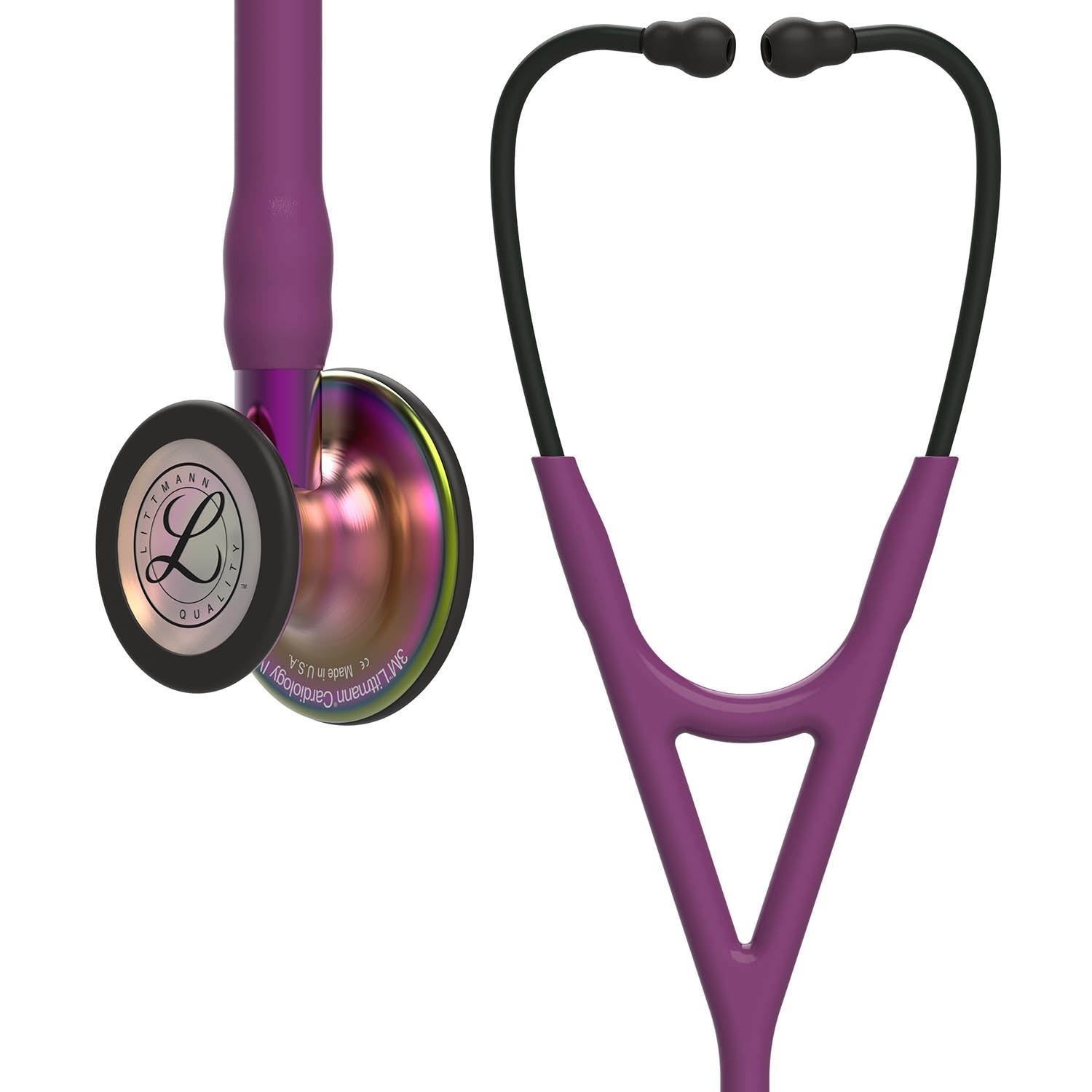 Littmann Cardiology IV Diagnostic Stethoscope: Rainbow & Plum - Violet Stem 6205 - Over Engraved - Littmann Stethoscopes
