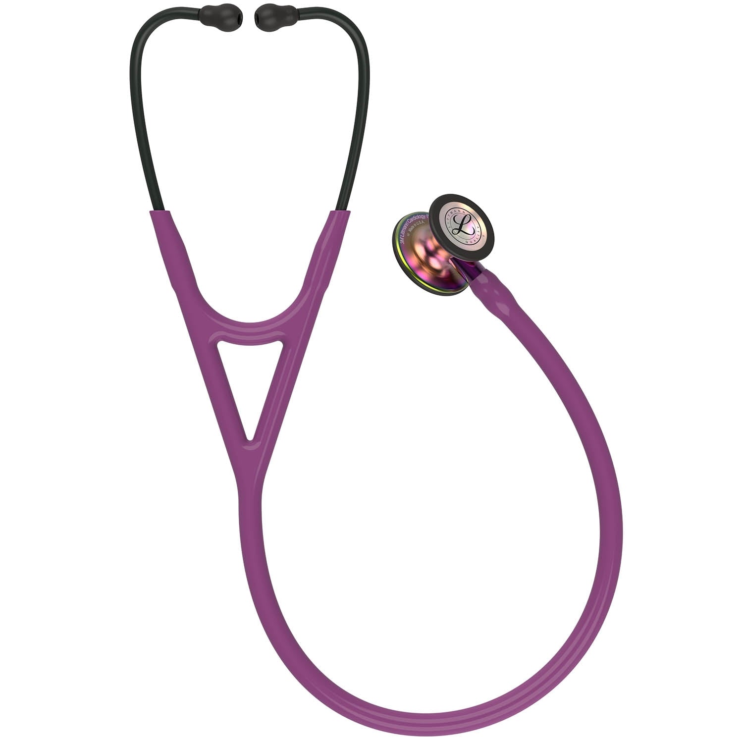 Littmann Cardiology IV Diagnostic Stethoscope: Rainbow & Plum - Violet Stem 6205 - Over Engraved - Littmann Stethoscopes