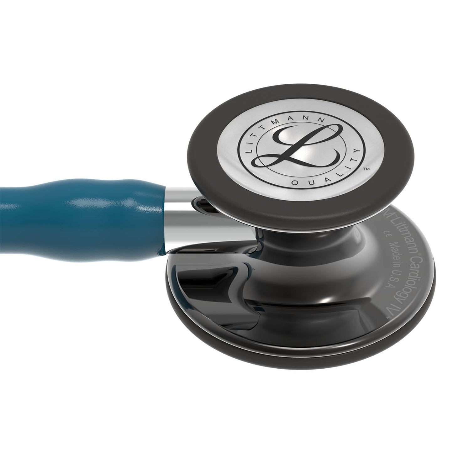 Littmann Cardiology IV Diagnostic Stethoscope: Smoke & Caribbean Blue - Mirror Stem 6234 - Over Engraved - Littmann Stethoscopes