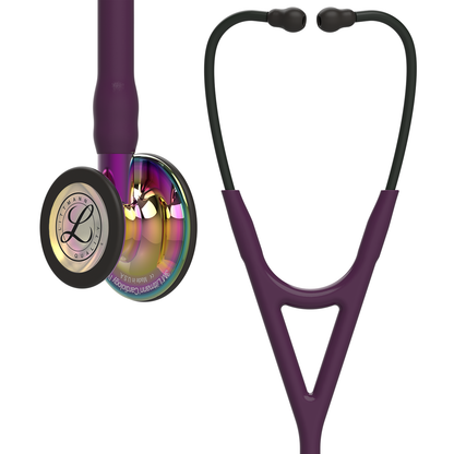 Littmann Cardiology IV Diagnostic Stethoscope: High Polish Rainbow & Plum - Violet Stem 6239 - Over Engraved - Littmann Stethoscopes