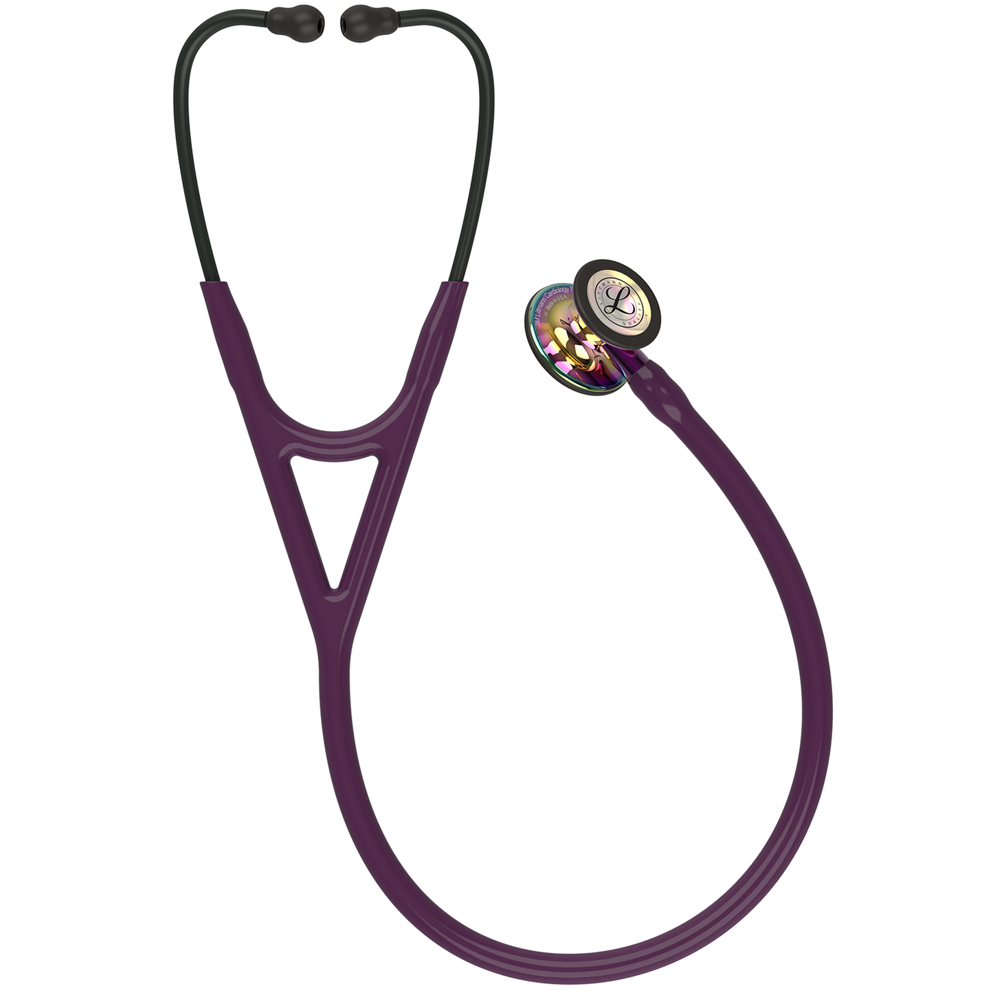 Littmann Cardiology IV Diagnostic Stethoscope: High Polish Rainbow & Plum - Violet Stem 6239 - Over Engraved - Littmann Stethoscopes