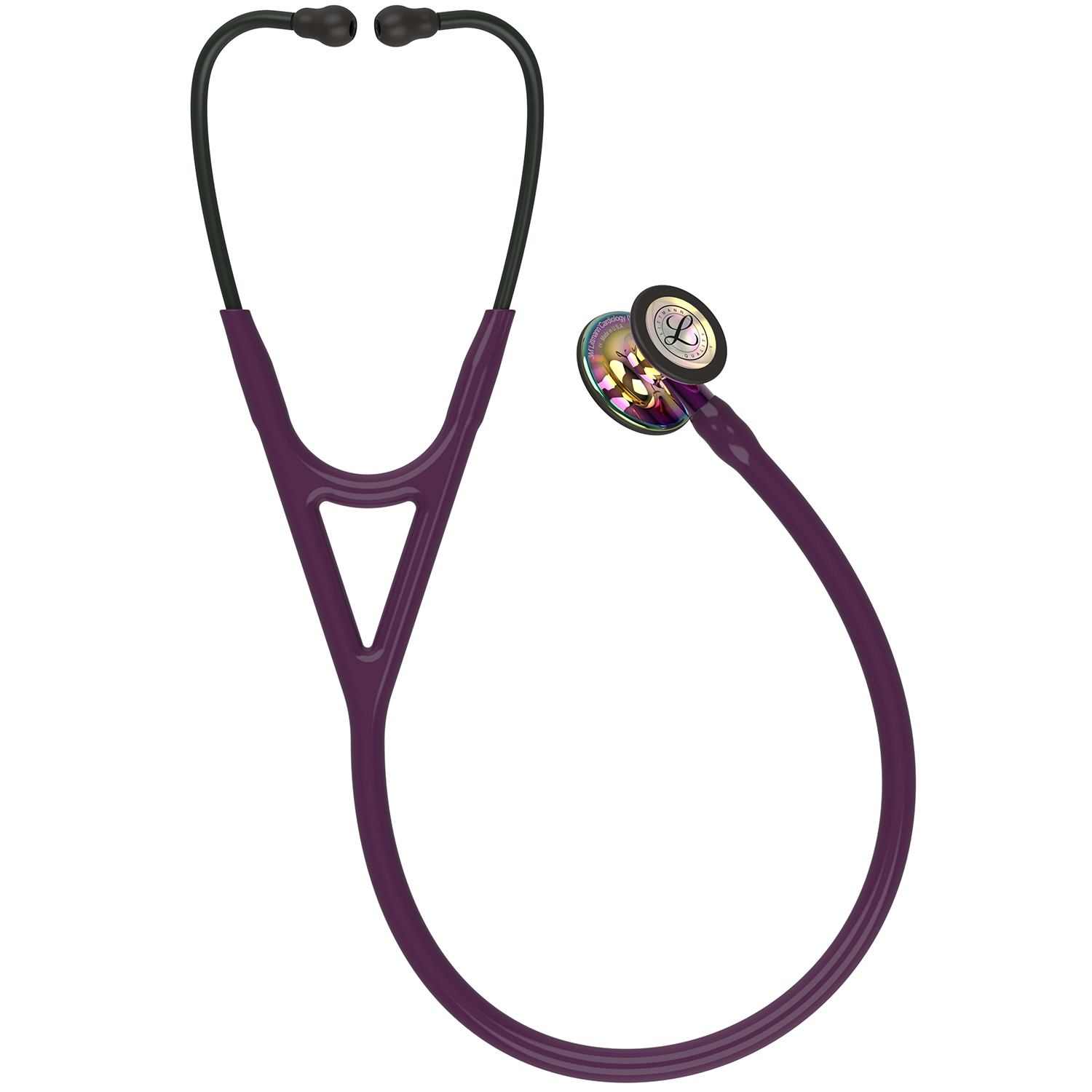 Littmann Cardiology IV Diagnostic Stethoscope: High Polish Rainbow & Plum - Violet Stem 6239 - Over Engraved - Littmann Stethoscopes