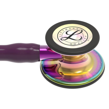 Littmann Cardiology IV Diagnostic Stethoscope: High Polish Rainbow & Plum - Violet Stem 6239 - Over Engraved - Littmann Stethoscopes